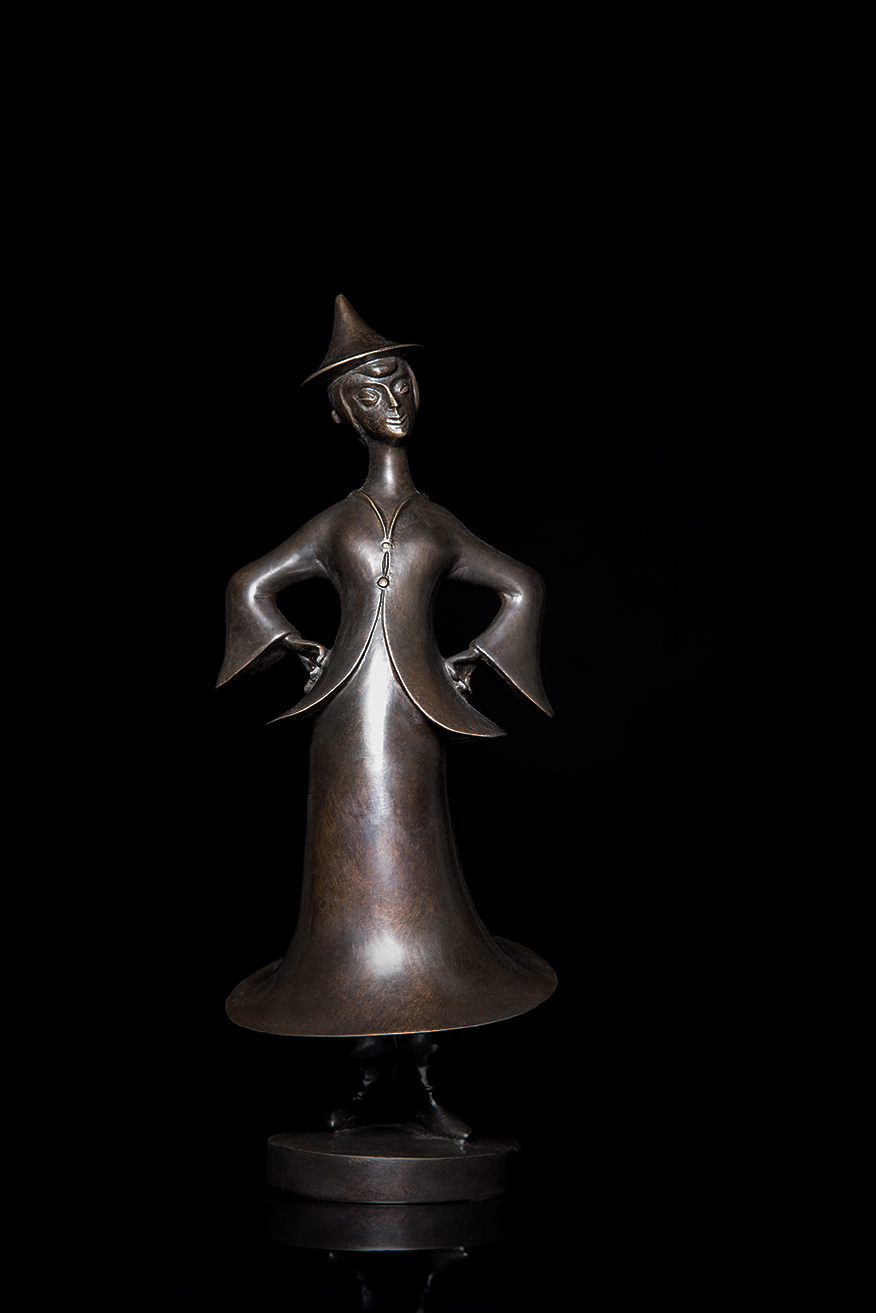 Skulptur "Tanzende Chinesin", Bronze - Franz Nachtmann